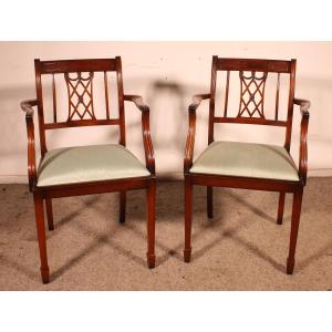 Pair Of Mahogany Armchairs Hepplewhite Style