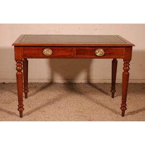 19th-centurywriting Table/ Desk With Two Drawers In  Mahogany With Inlays