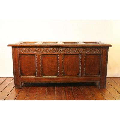 English Chest En Oak 17th Century