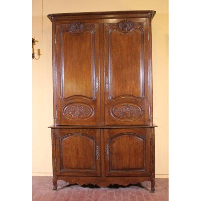 Buffet Two Corps Louis XV In Oak 18 ° Century-france