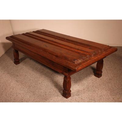 Coffee Table Made With An Old 17th Century Spanish Door In Chestnut