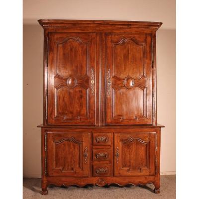 Louis XV Deux Corps/ Buffet/cupboard In Oak From The 18th Century - Picardie-france