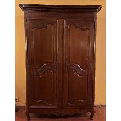 Louis XV French Wardrobe From Normandy In Oak -18 ° Century