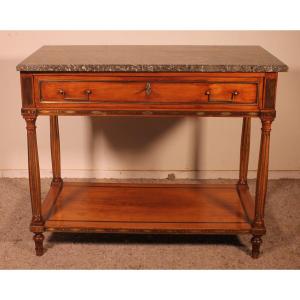 Louis XVI Console In Cherry Wood, 18th Century Stamped Lm Pluvinet