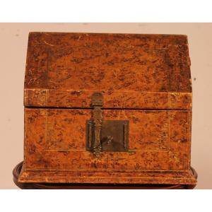 Letter Rack Or Stationery Rack In Leather From The 19th Century-france