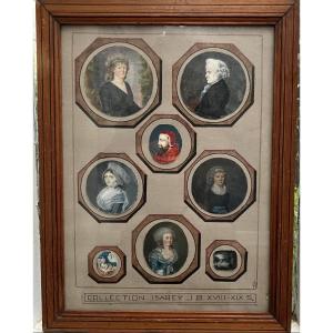 A Set Of Miniatures From The Late 18th/early 19th Century In The Same Frame