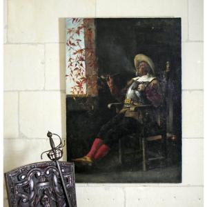 Large 19th Century Musketeer Painting
