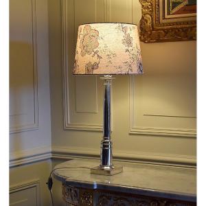 Silver Metal Column Lamp