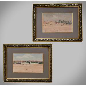 Watercolors Algeria Bechar And Beni-ounif By Gabriel Deneux 1906
