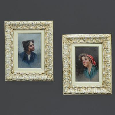 Pair Of Portraits Gitanes Neapolitan