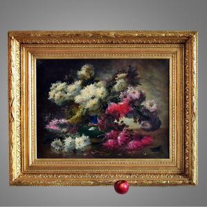 Still Life With Flowers By Edmond Van Coppenolle 19th Century