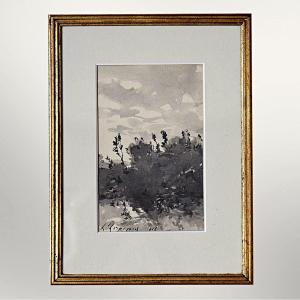 Henri Joseph Harpignies Watercolor Arborescent Landscape 1913