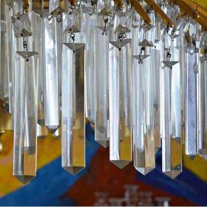 Large Lot Of Crystal Prisms Trihedral Tassel Chandelier