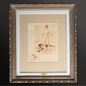 Paul-emile Becat Original Drypoint La Femme Intimate Confidences