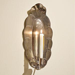 Art Deco 1920s Silver Metal Sweden Wall Sconce