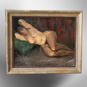 Large Painting Reclining Nude Circa 1950