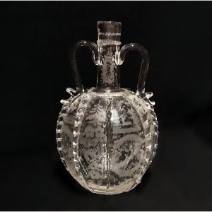 18th-century Dutch-style Carafe With Engraved Decoration Of Deer And Birds