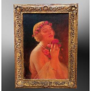 Louis Sérendat De Belzim Young Woman Of The 1920s With Roses