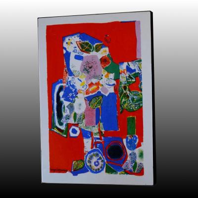 Roger Bezombes Painting On Enameled Metal 1971 Abstraction