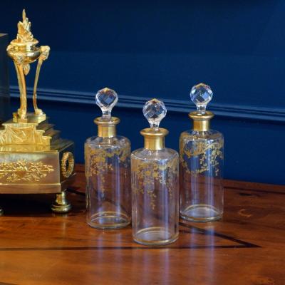 Three Baccarat Crystal Toilet Flasks