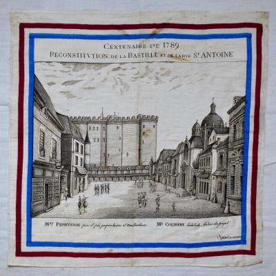 Handkerchief Centenary Of 1789 Reconstitution Of The Bastille And The Rue Saint-antoine