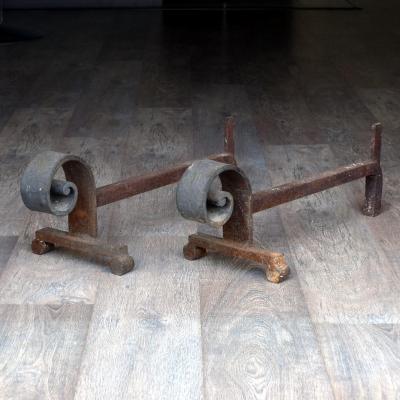 Pair Of Art Deco Andirons