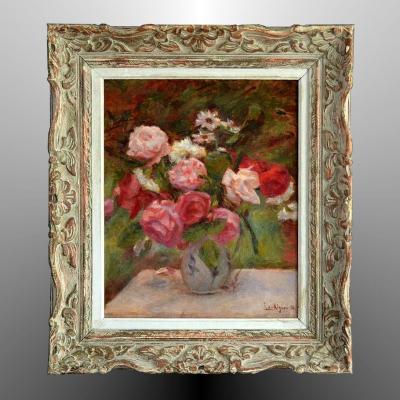 Lucien Mignon Rose Bouquet Impressionist 1930
