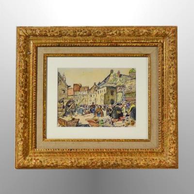 Market In Colmar Old Customs Square Schwendi Fountain