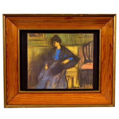 Silkscreen On Canvas After Pablo Picasso The Woman With The Shawl