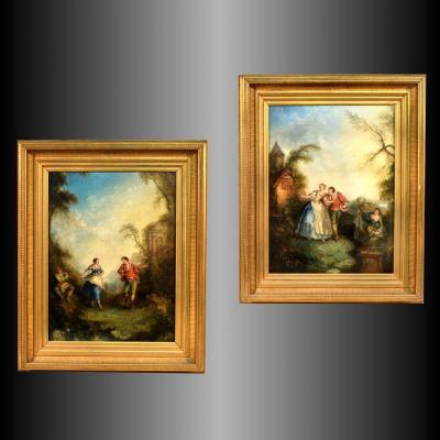 Pair Of Gallant Scenes Nineteenth