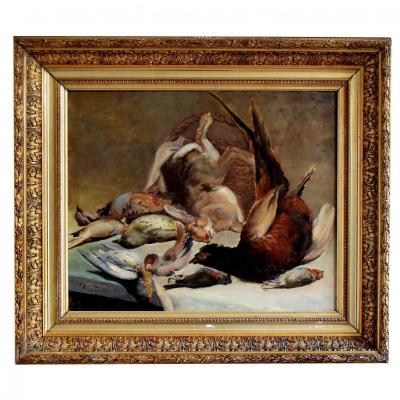 Large Still Life With Game By Jm Reynaud XIXth
