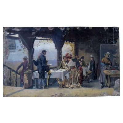 "A la bonne friture" Peinture XIXème