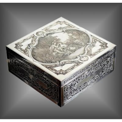 Tufted Silver-tone Jewelry Box