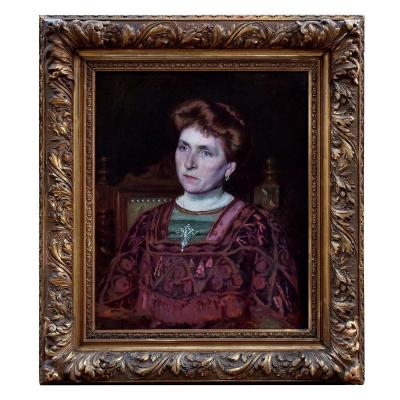 Large Art Nouveau Portrait By Félix Cambon