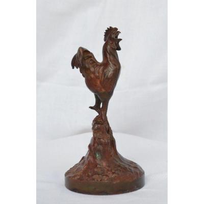 Signed Bronze Sculpture Rooster J.boncour
