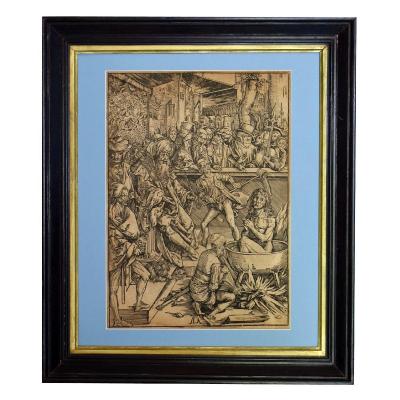 The Torture Of Saint John The Evangelist Engraving After Albrecht Dürer XIXth