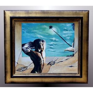 Surrealist Painting "corps Décor" By Virginet