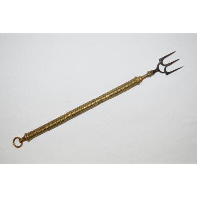 Telescopic Fork Hearth Wrought Copper And Folk Art