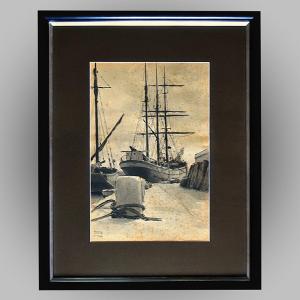 Ink Wash Sailboats In Port At Saint Tropez