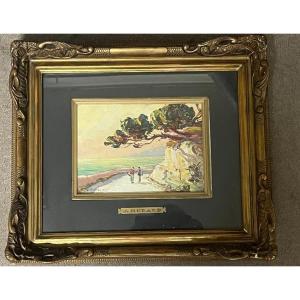 Painting By J. Hurard (1887-1956) Road To Sausset Les Pins