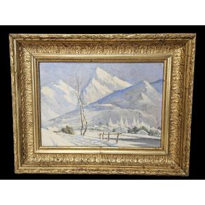 Snowy Alpine Landscape Late 19th Early 20th Century