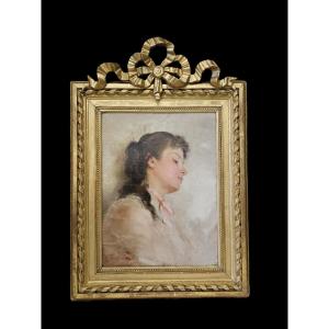 Charles Chaplin 1825 1891 Portrait Of A Young Girl In Profile