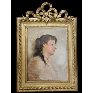 Charles Chaplin 1825 1891 Portrait Of A Young Girl In Profile