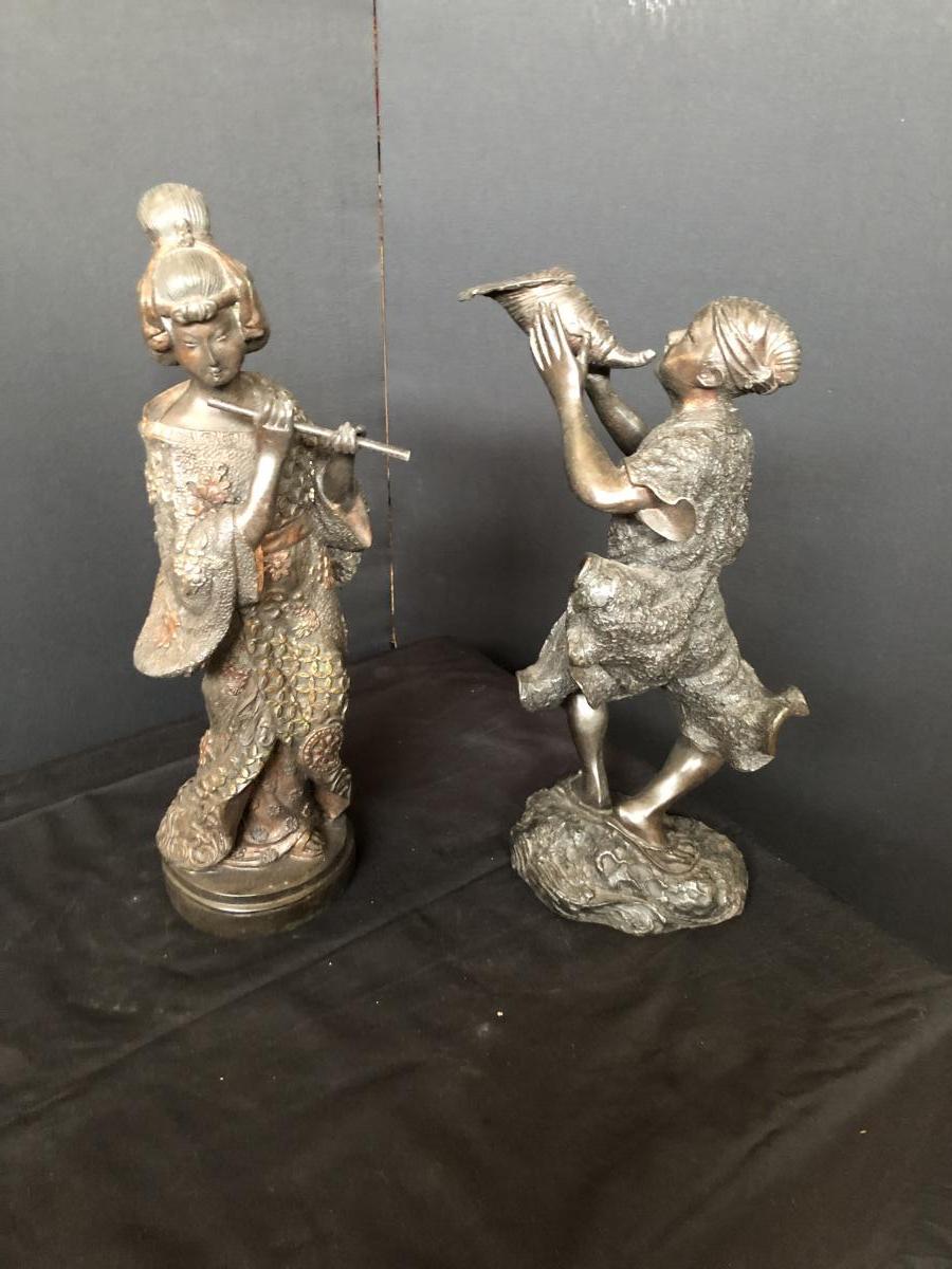 Couple De Japonaise En Bronze