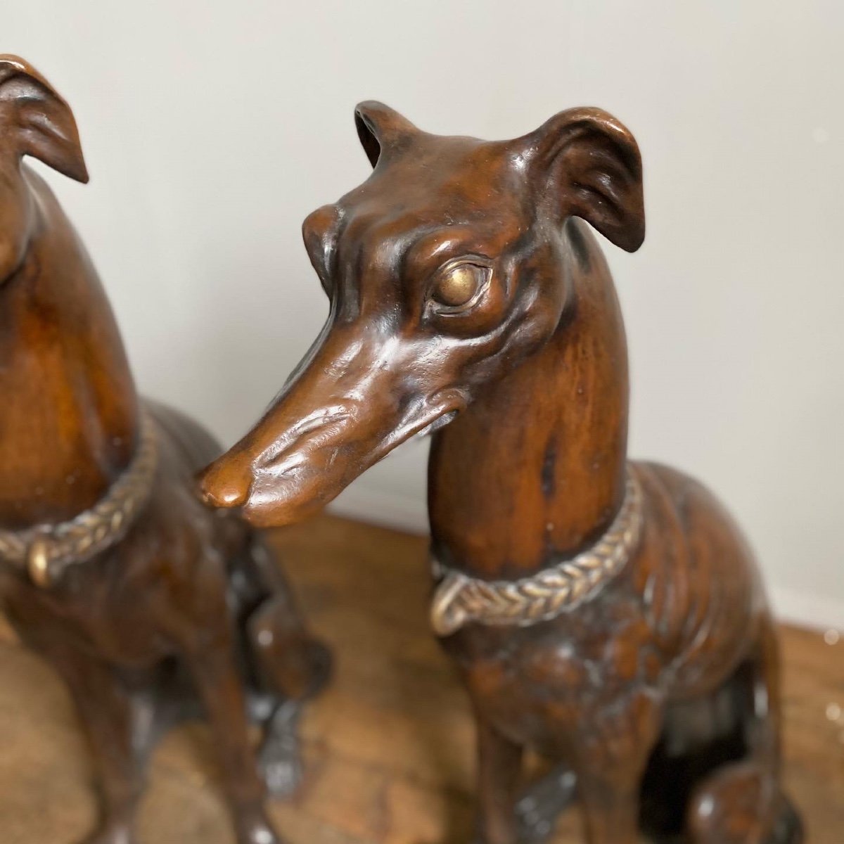 Paire De Greyhounds En Bronze Début 1900 -photo-4