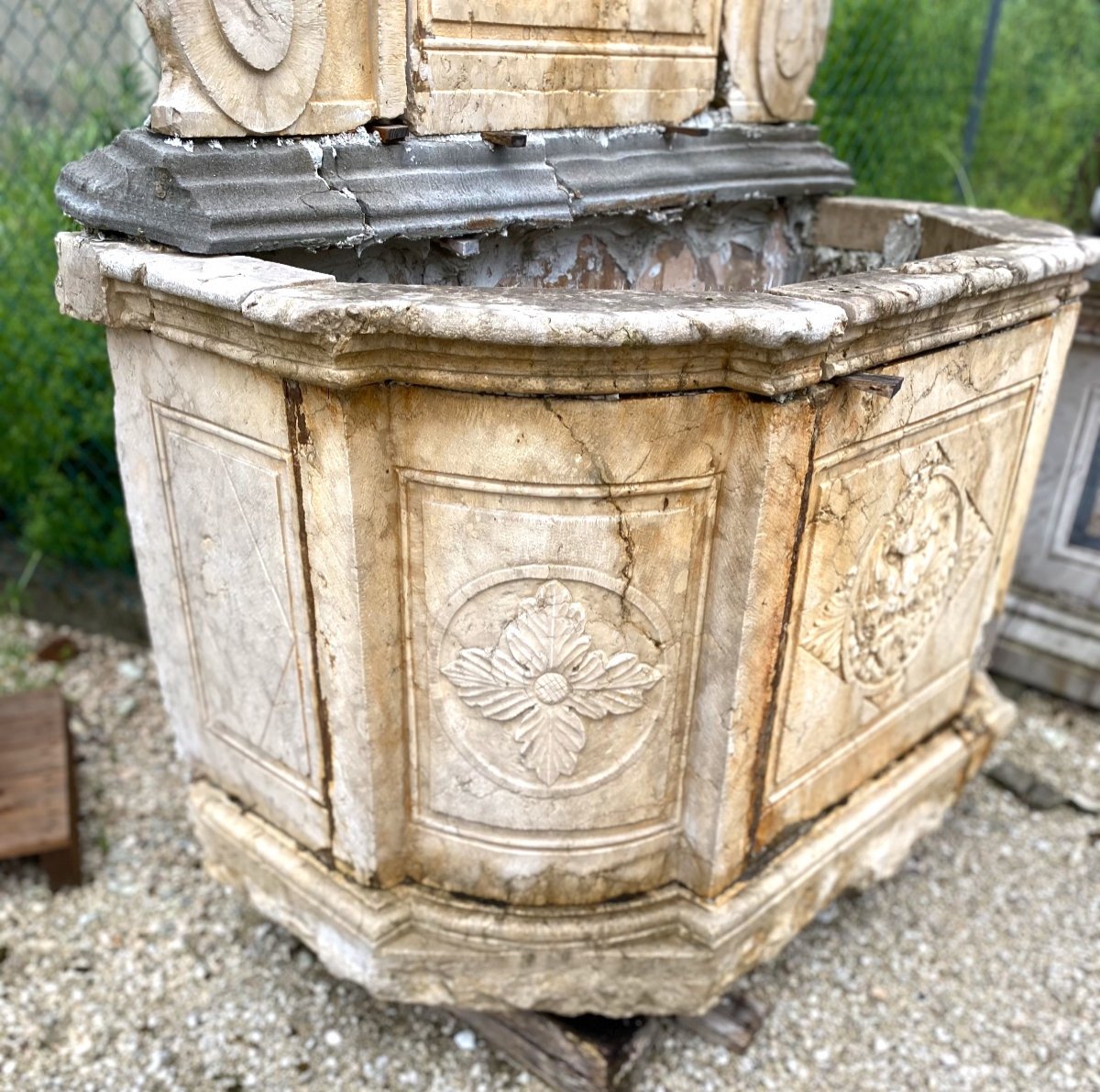 Fontaine Murale En Marbre d'époque Louis XIV-photo-4