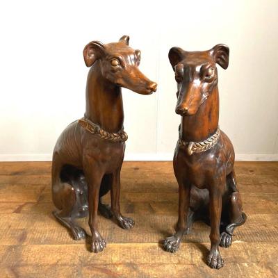 Paire De Greyhounds En Bronze Début 1900 