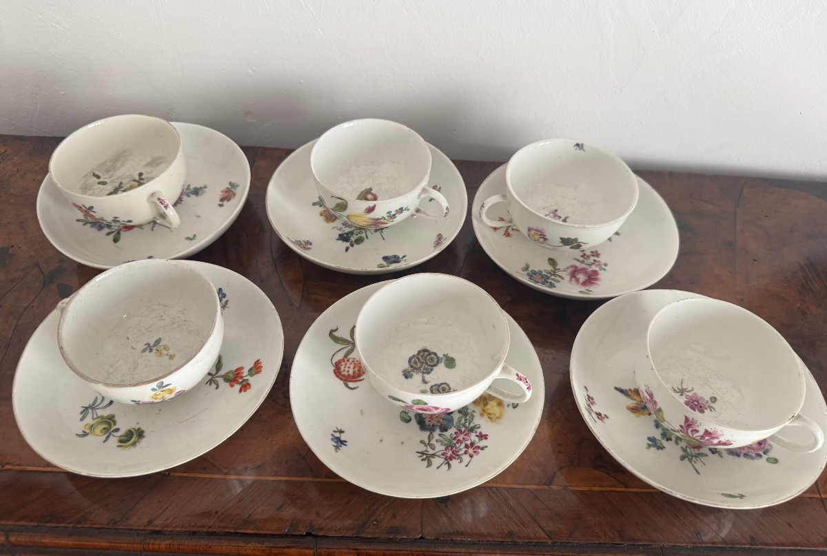 gruppo di sei tazzine in porcellana Meissen