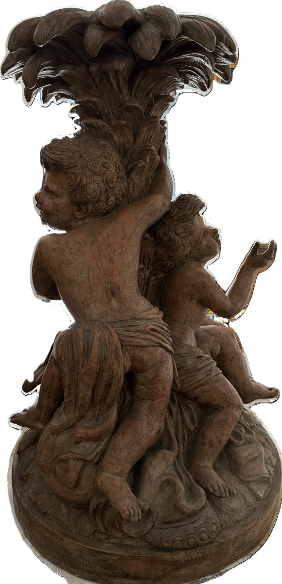 Grande gruppo di putti in terracotta-photo-2
