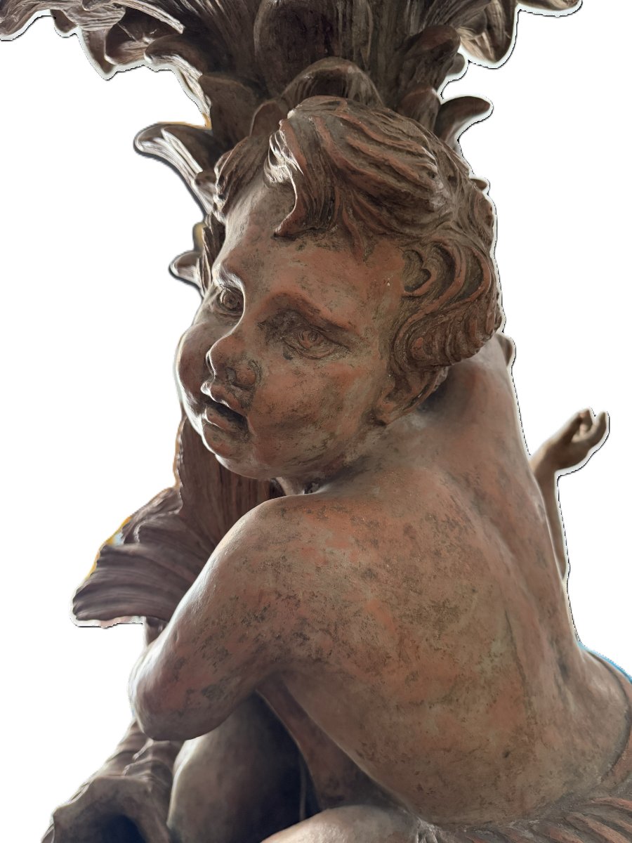Grande gruppo di putti in terracotta-photo-3